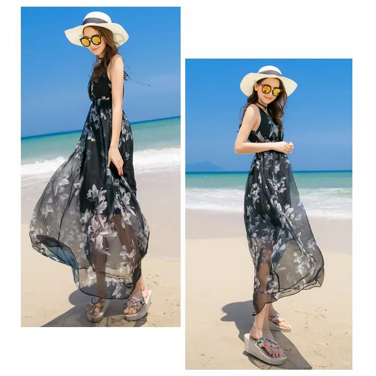 Mommy and Me V Neck Sleeveless Floral Dresses Low Back - ChildAngle