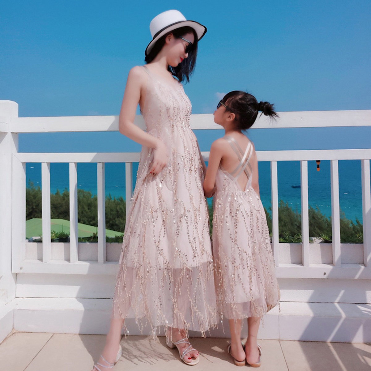 Mommy and Me Matching Sequin Chiffon Dresses - ChildAngle