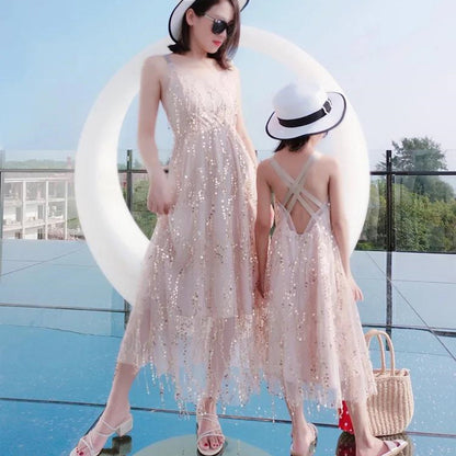 Mommy and Me Matching Sequin Chiffon Dresses - ChildAngle
