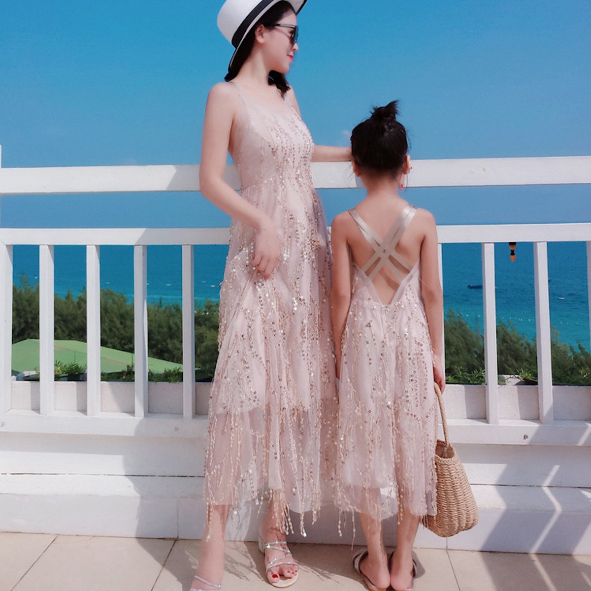 Mommy and Me Matching Sequin Chiffon Dresses - ChildAngle