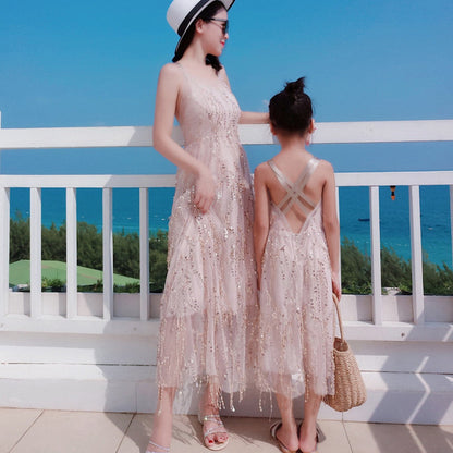 Mommy and Me Matching Sequin Chiffon Dresses - ChildAngle