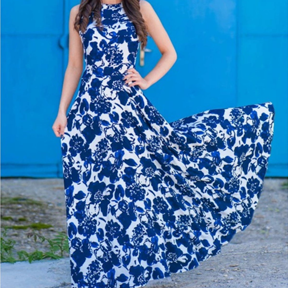 Mommy and Me Blue Floral Maxi Dress - ChildAngle