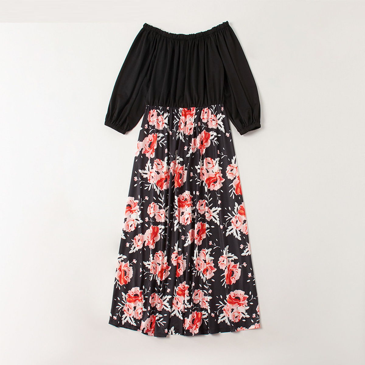 Family Matching Dress Black Floral Maxi Dress for Mommy and Me Matching Outfits - ChildAngle