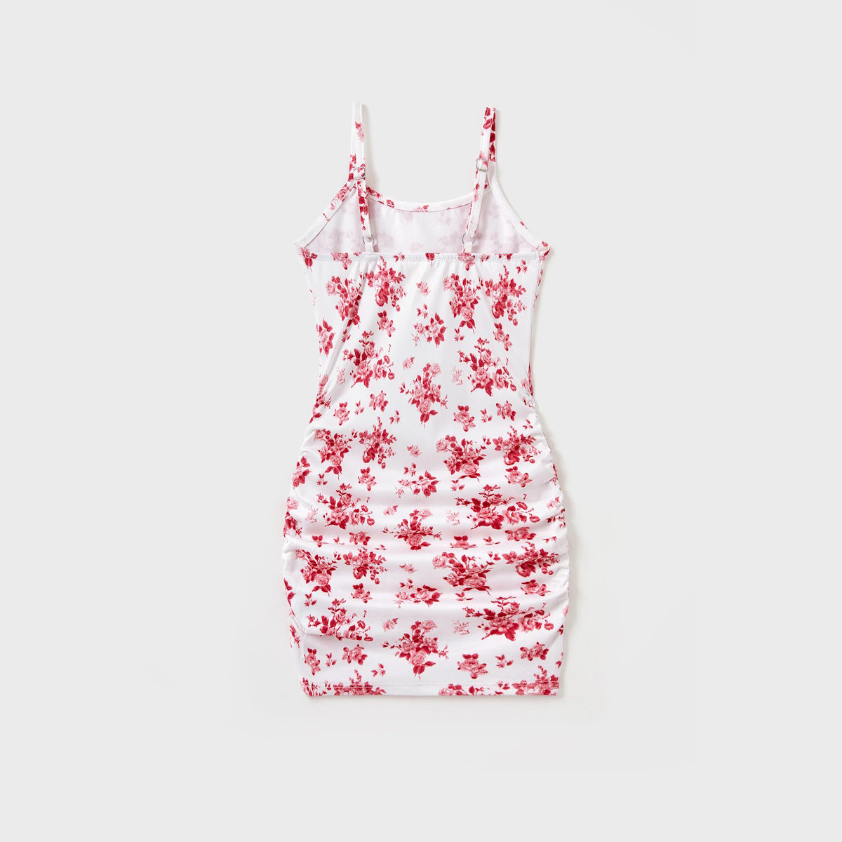 Mommy and Me Matching Dress Floral Print Strappy Bodycon Drawstring Dress Mother and Daughter Matching Vacation Outfits - ChildAngle