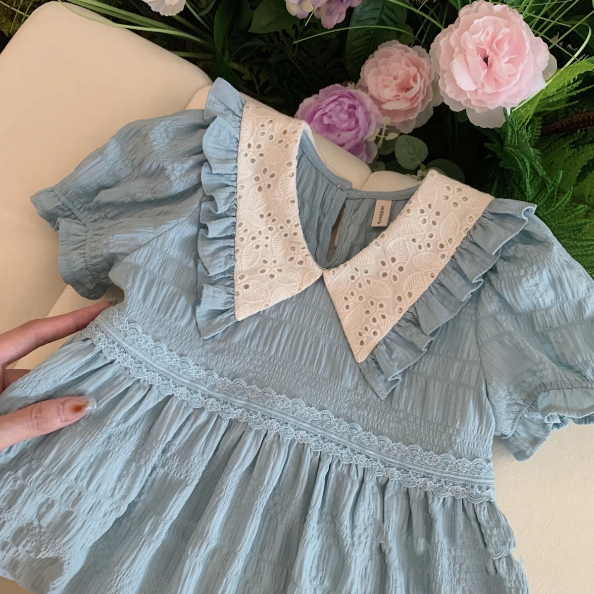 Mutter-Tochter-Kleid, mintfarbenes Rüschenkleid für Mutter und Tochter