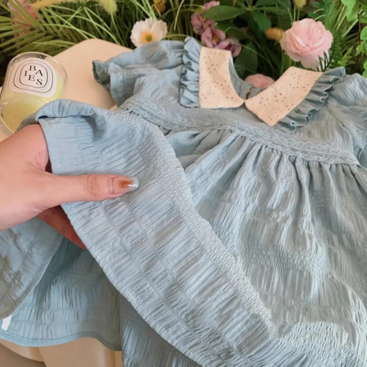 Mutter-Tochter-Kleid, mintfarbenes Rüschenkleid für Mutter und Tochter