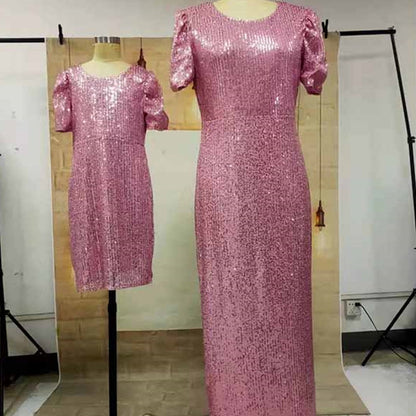 Mommy and Me Matching Dress Sequin Bodycon Dress Wedding Guest Dress Party - ChildAngle