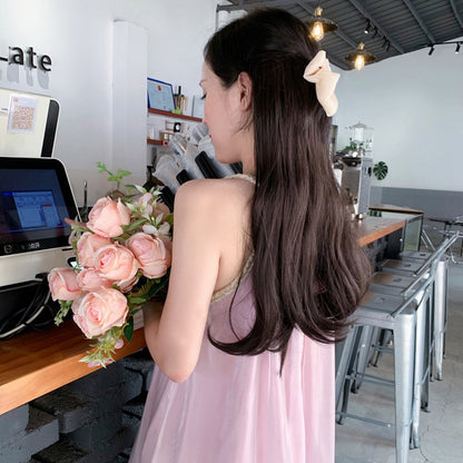 Mommy and Me Pink Chiffon Strap Dress