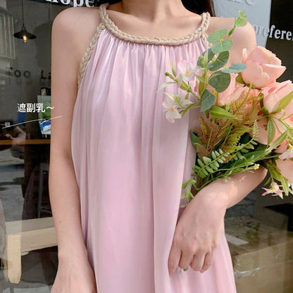 Mommy and Me Pink Chiffon Strap Dress