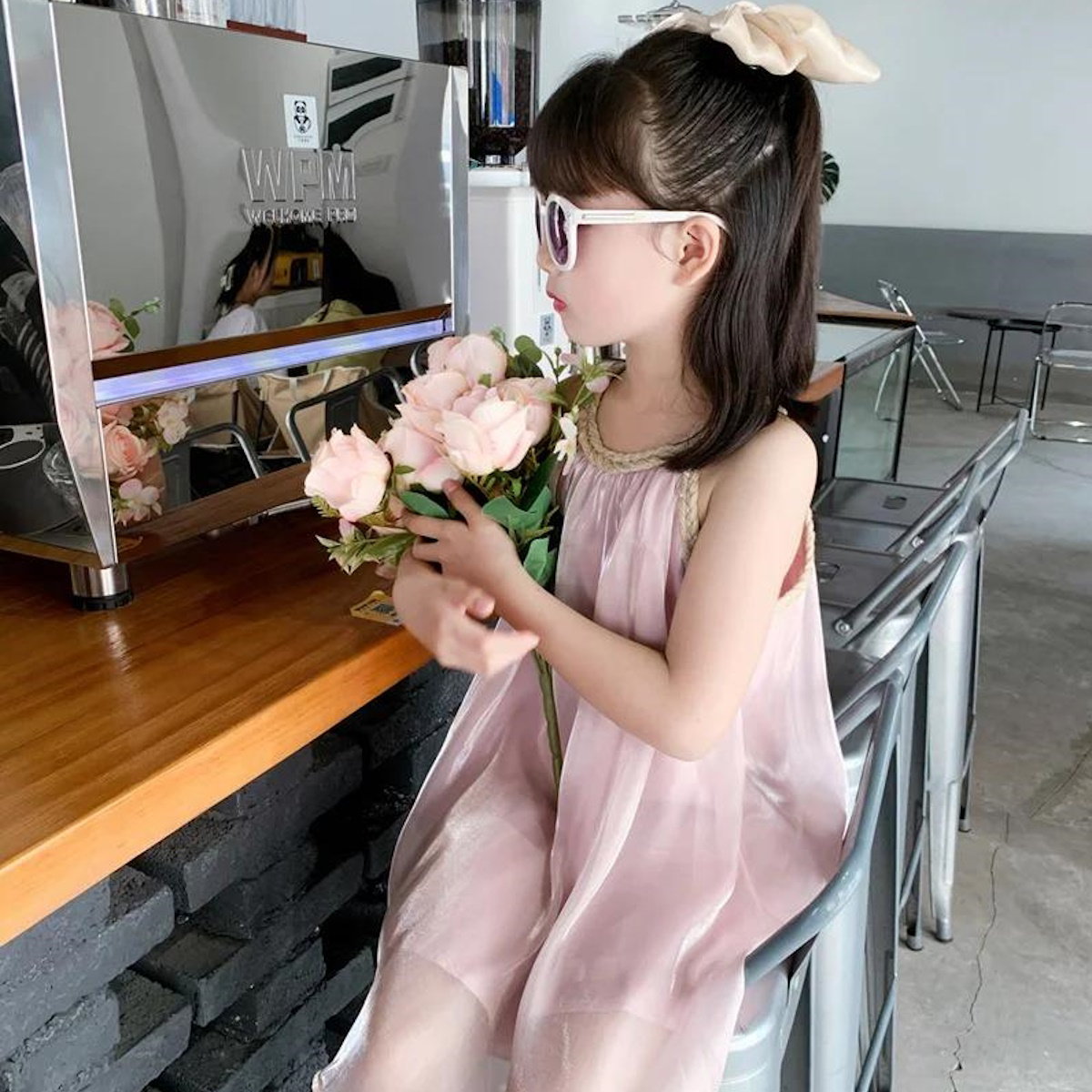 Mommy and Me Pink Chiffon Strap Dress