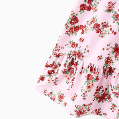 Mommy and Me Matching Dress Puff Sleeve Midi Dress Shirred Chest Ruffle Dress Mother and Daughter Matching Vacation Outfits - ChildAngle