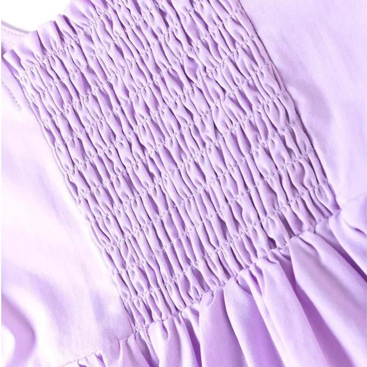 Mommy and Me Matching Dress Short Sleeve Lavender Shirred Top Dress - ChildAngle