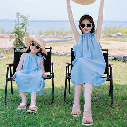 Mommy and Me Shoulder Tie Ruffle Dress - ChildAngle