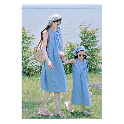 Mommy and Me Shoulder Tie Ruffle Dress - ChildAngle