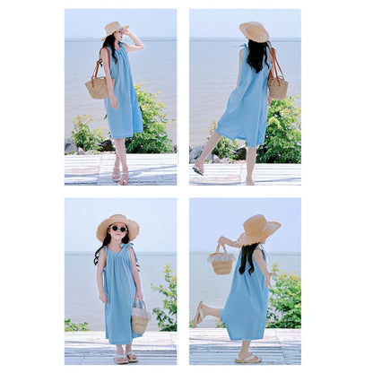 Mommy and Me Shoulder Tie Ruffle Dress - ChildAngle