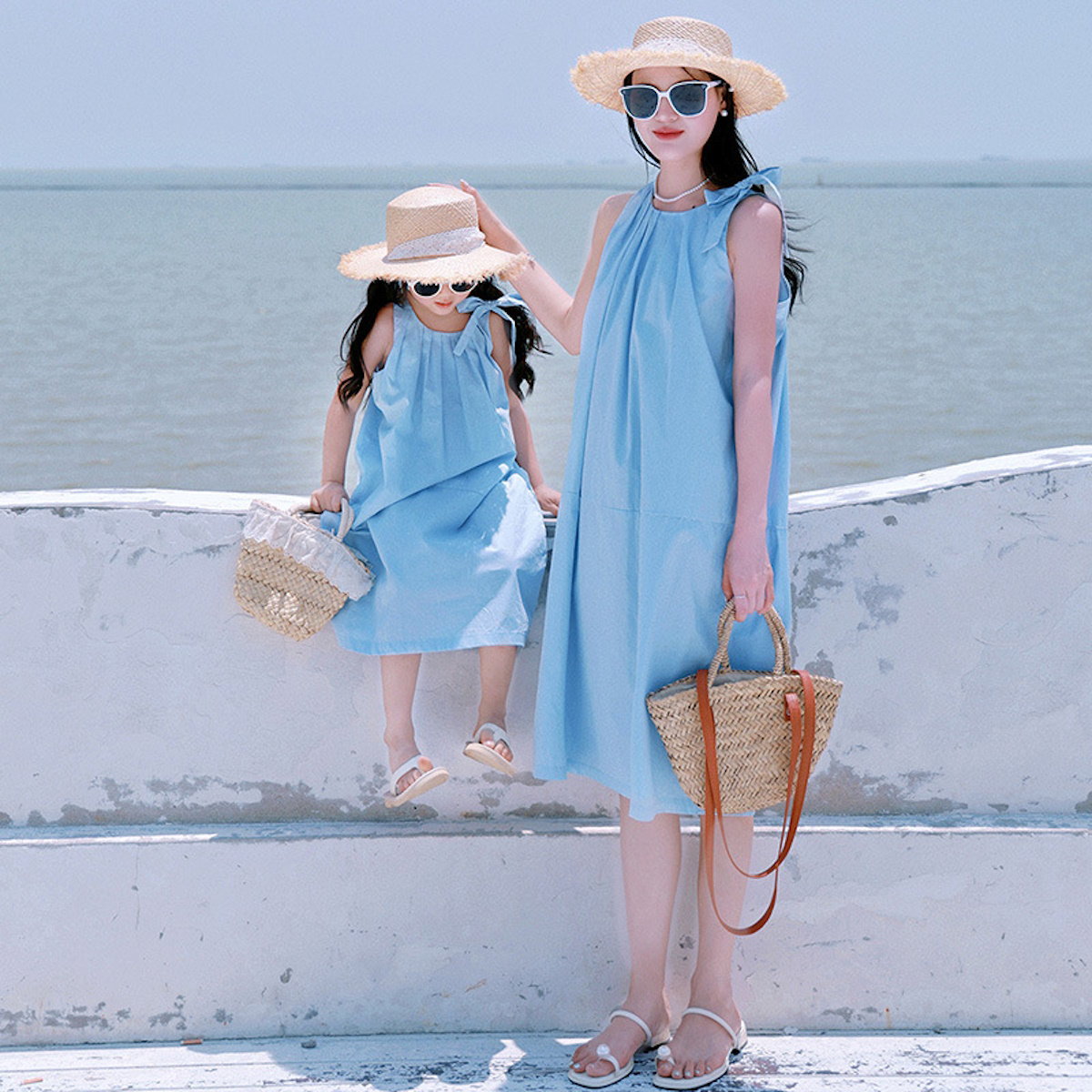 Mommy and Me Shoulder Tie Ruffle Dress - ChildAngle