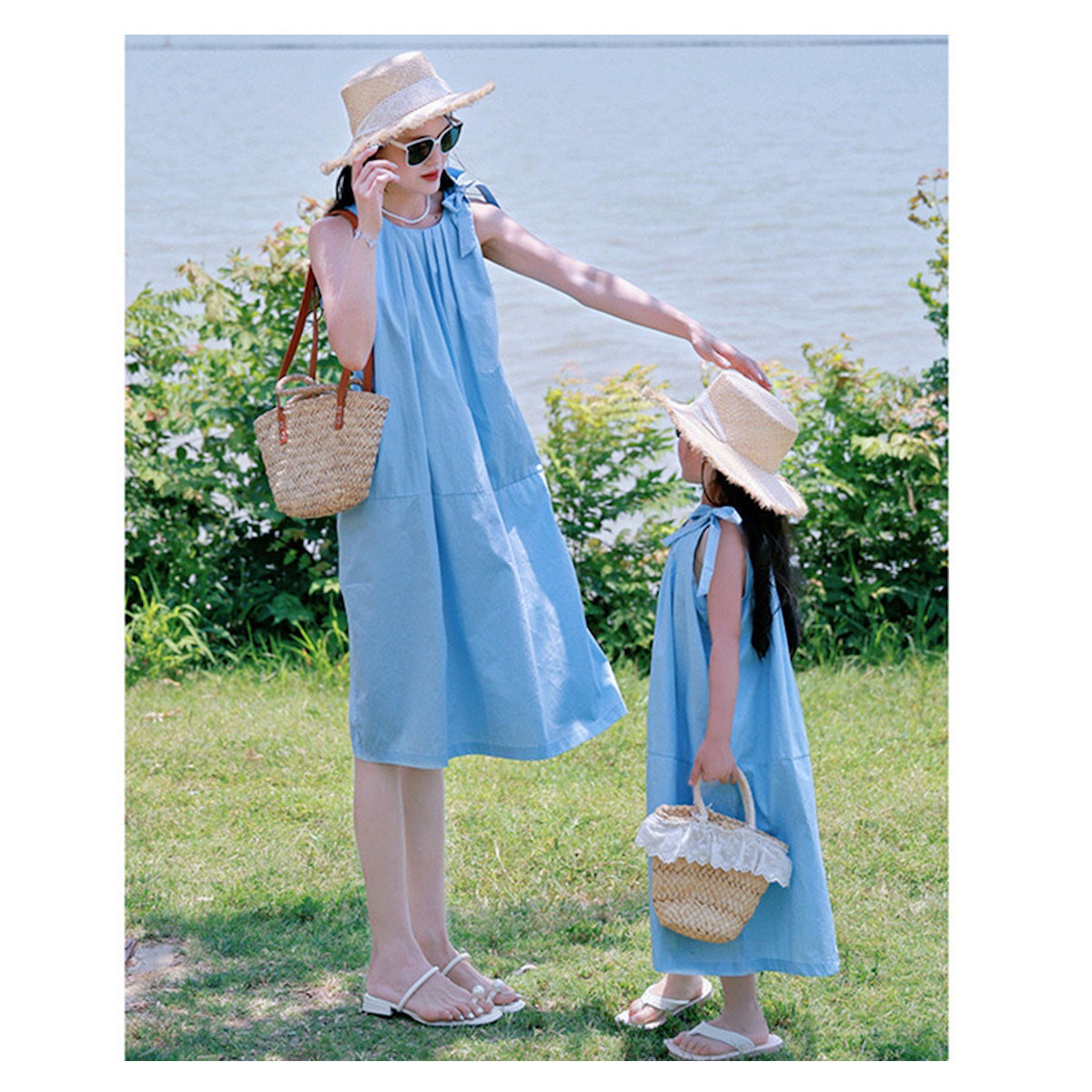 Mommy and Me Shoulder Tie Ruffle Dress - ChildAngle