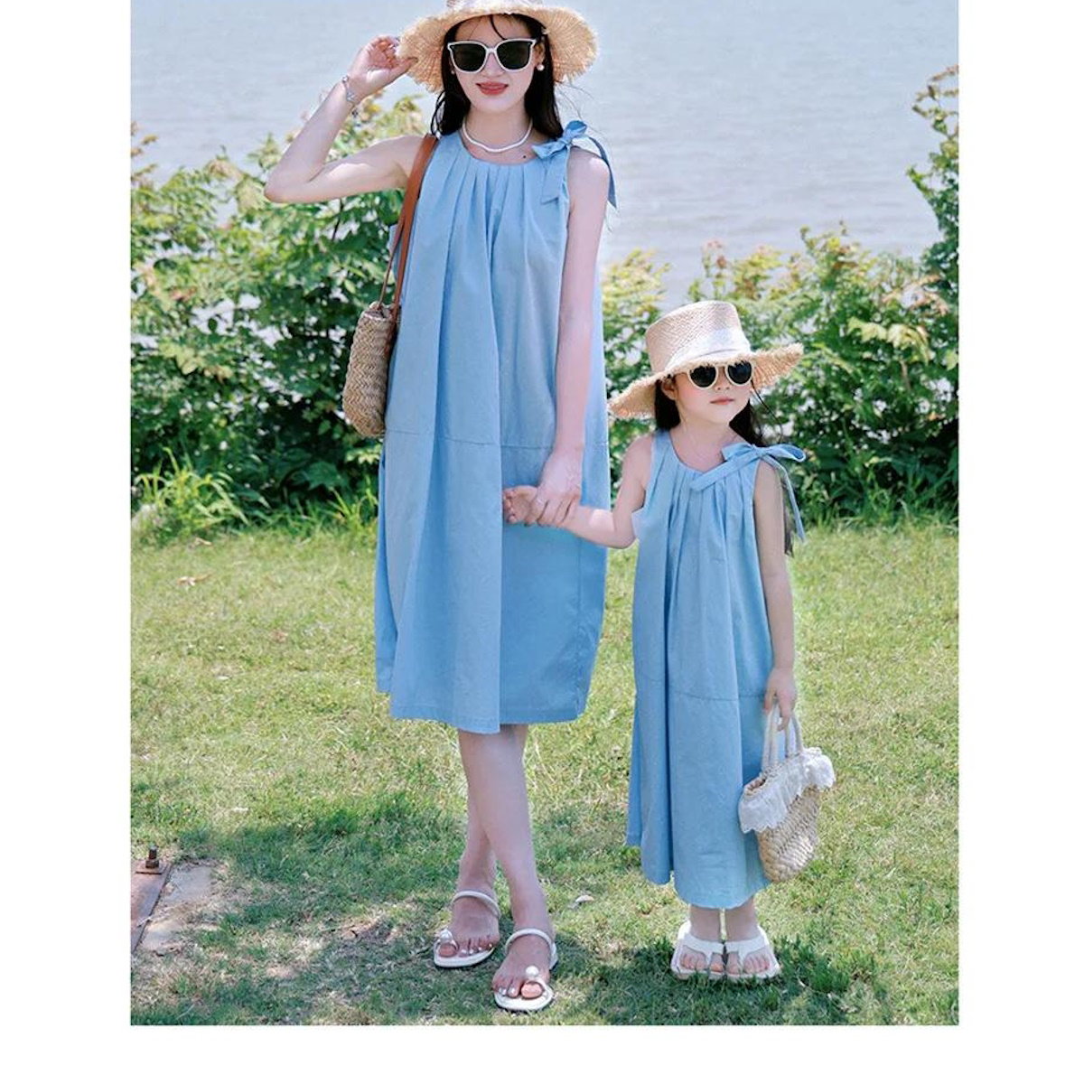 Mommy and Me Shoulder Tie Ruffle Dress - ChildAngle
