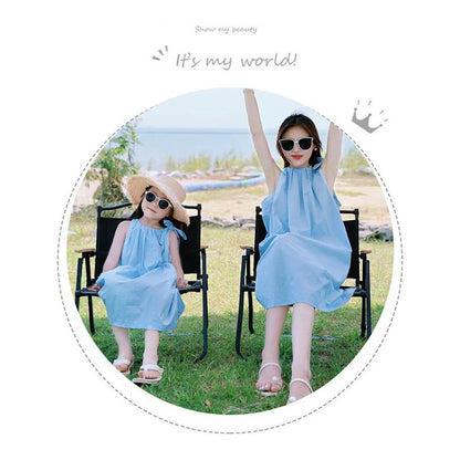 Mommy and Me Shoulder Tie Ruffle Dress - ChildAngle