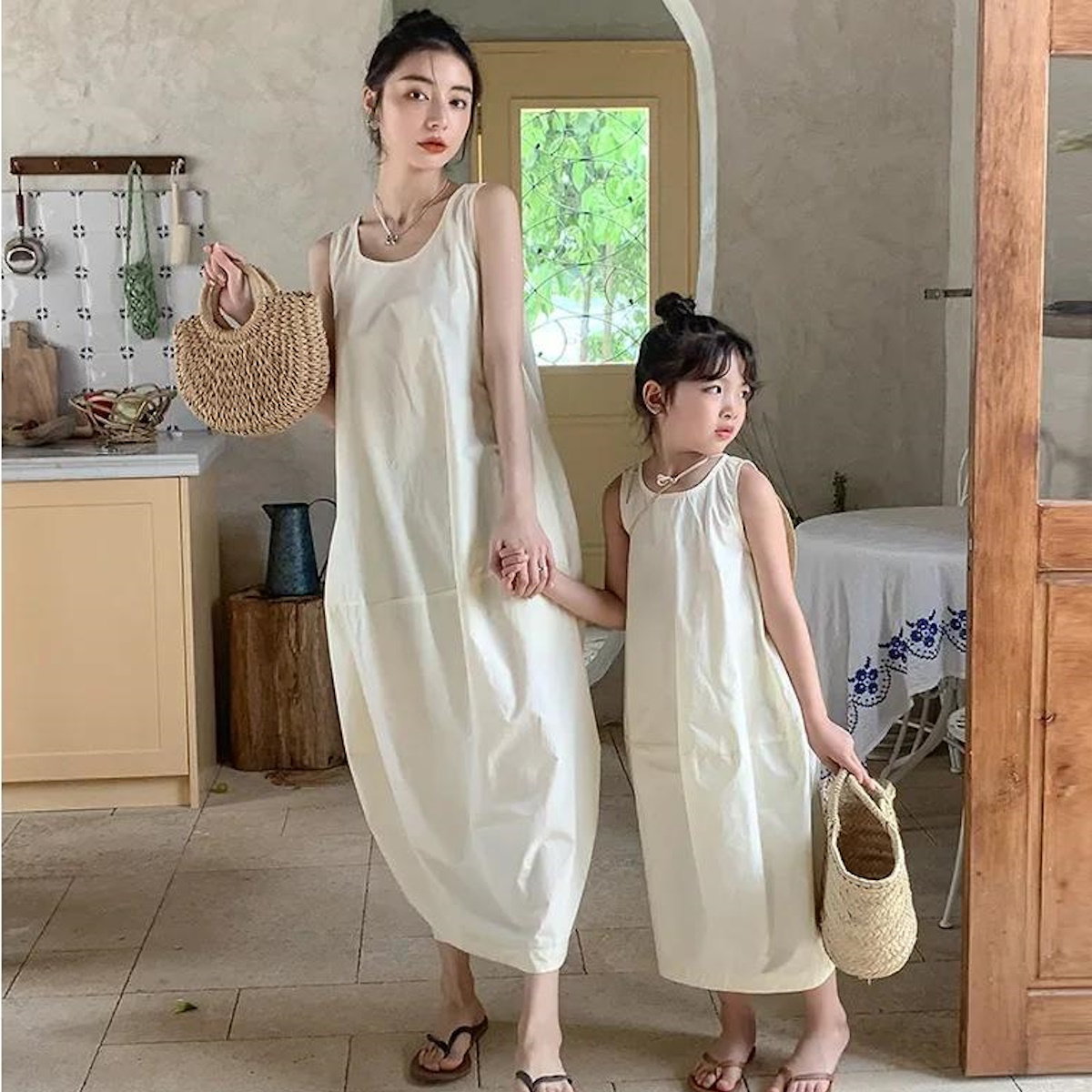 Mommy and Me Matching Dress Tank Top White Cozy Dress - ChildAngle