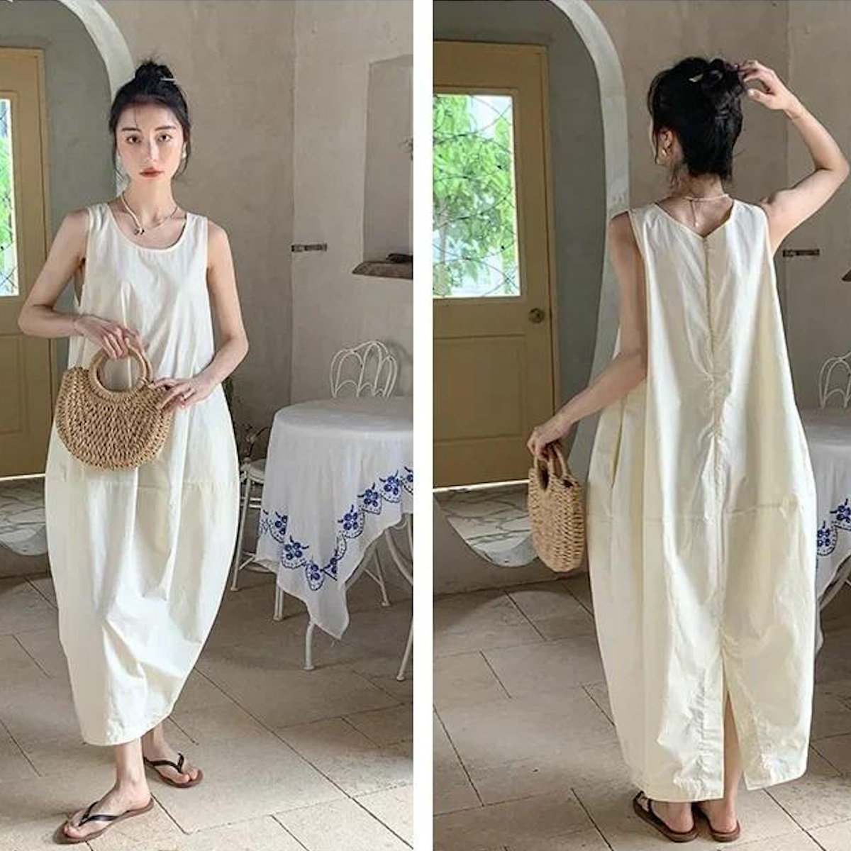 Mommy and Me Matching Dress Tank Top White Cozy Dress - ChildAngle