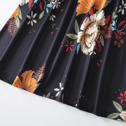 Black Family Matching Dress Floral Maxi Dress for Mommy and Me Matching Outfits - ChildAngle