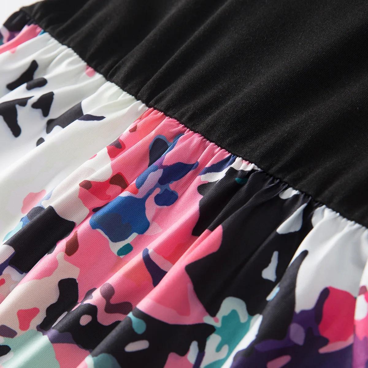 Black Family Matching Dress Floral Maxi Dress for Mommy and Me Matching Outfits - ChildAngle