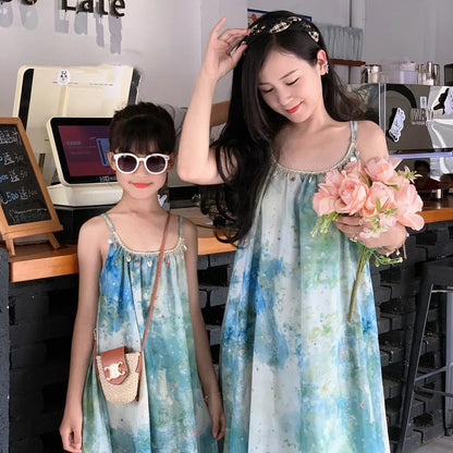 Family Matching Dress Tie Dye Mommy and Me Summer Dress - ChildAngle