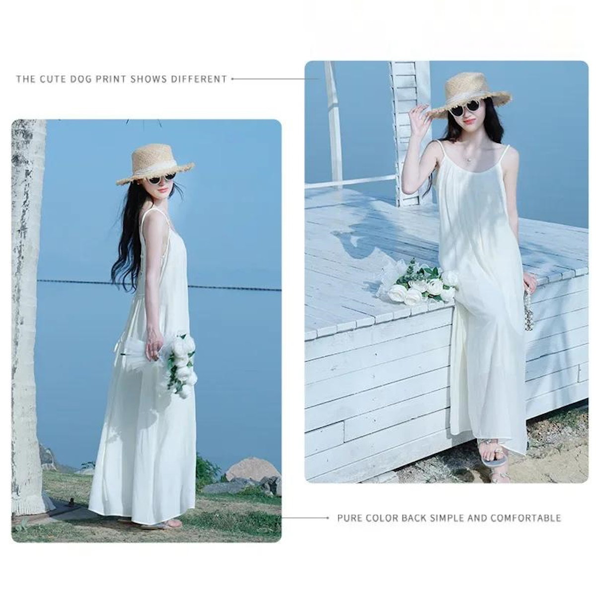 Mommy and Me Matching Dress Spaghetti Strap White Slip Maxi Dress - ChildAngle