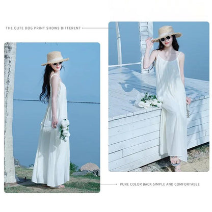 Mommy and Me Matching Dress Spaghetti Strap White Slip Maxi Dress - ChildAngle