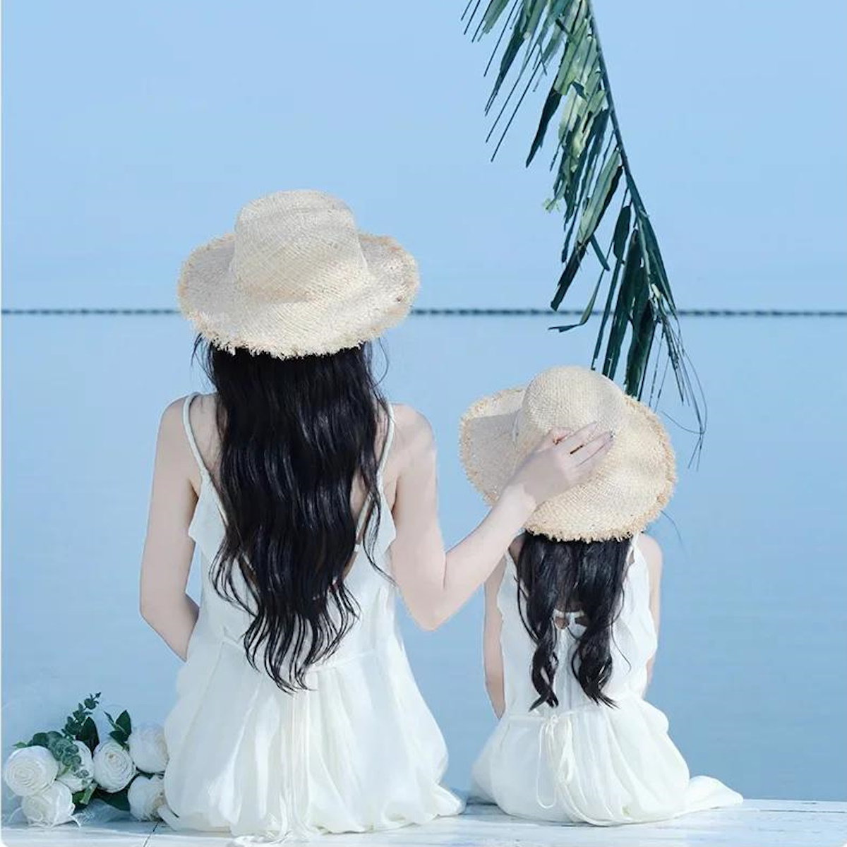 Mommy and Me Matching Dress Spaghetti Strap White Slip Maxi Dress - ChildAngle