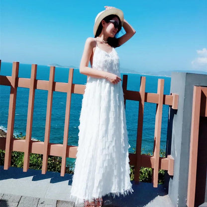 Mommy and Me V Neck Ruffle Sleeveless Backless Dresses - ChildAngle