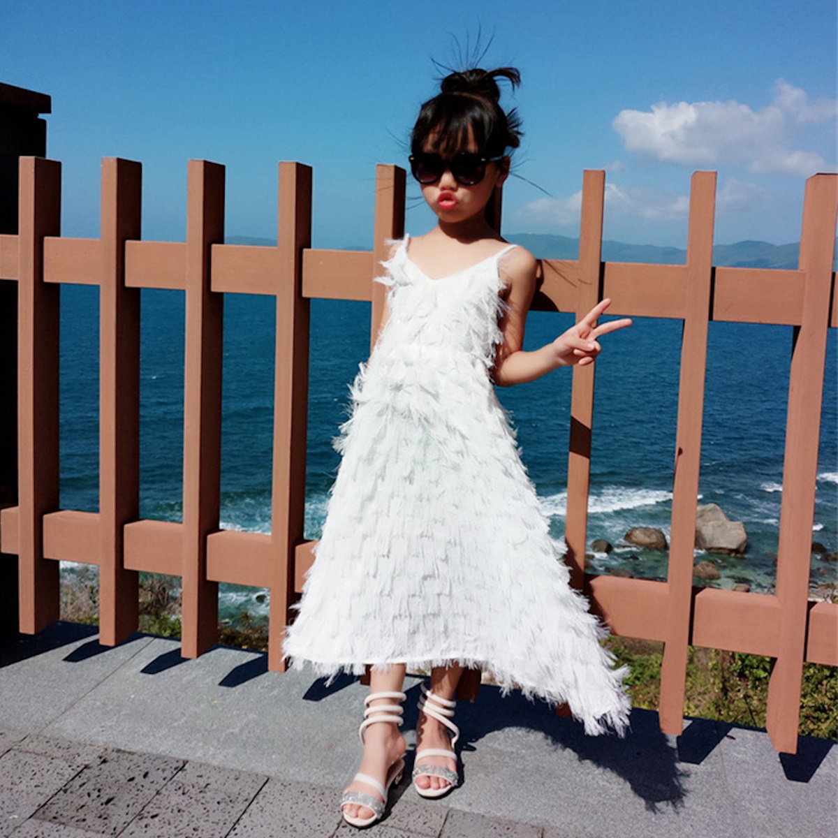 Mommy and Me V Neck Ruffle Sleeveless Backless Dresses - ChildAngle