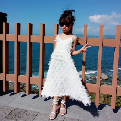 Mommy and Me V Neck Ruffle Sleeveless Backless Dresses - ChildAngle