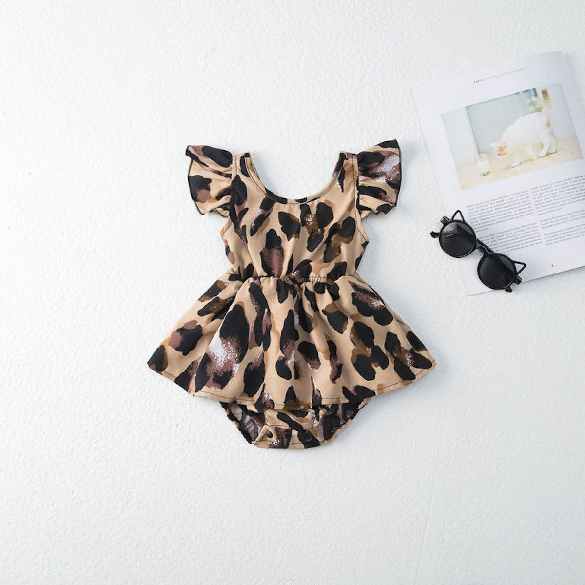 Leopard Print Mommy and Me V Neck Slip Dress Romper for Babies Girls and Moms - ChildAngle