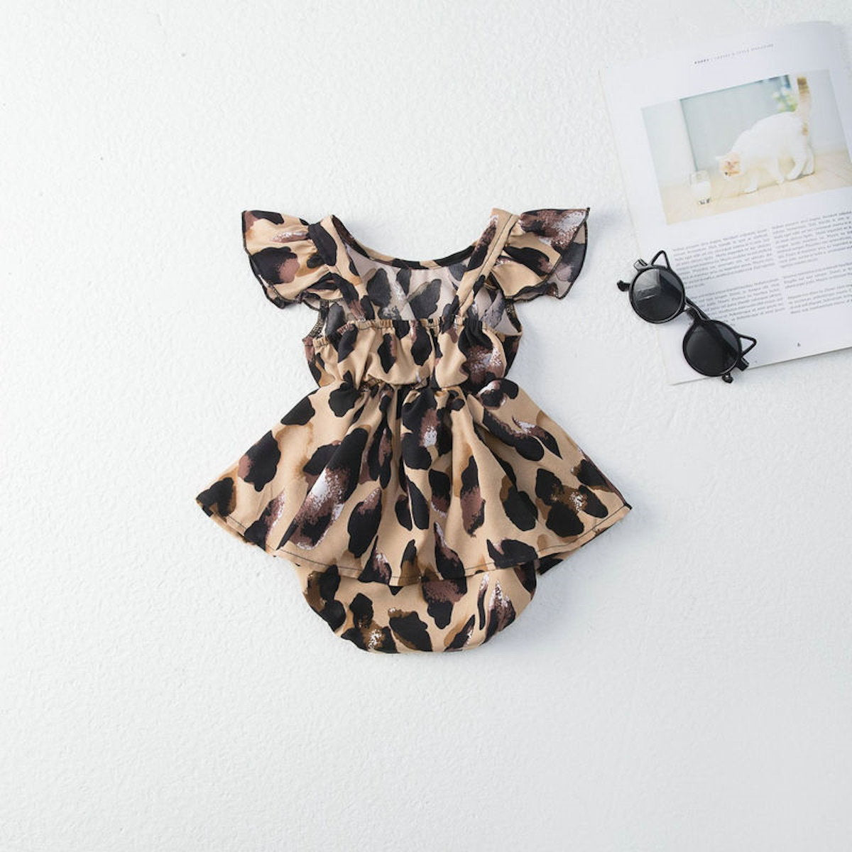 Leopard Print Mommy and Me V Neck Slip Dress Romper for Babies Girls and Moms - ChildAngle