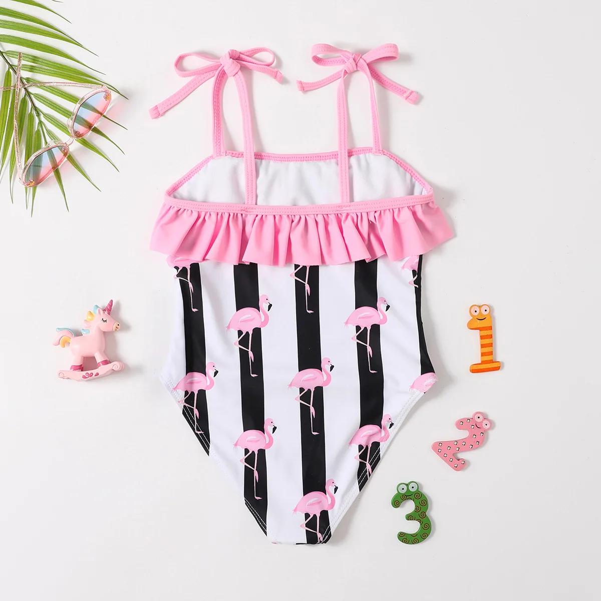 Children's swimsuit with flamingo pattern One Piece Swimwear - ChildAngle