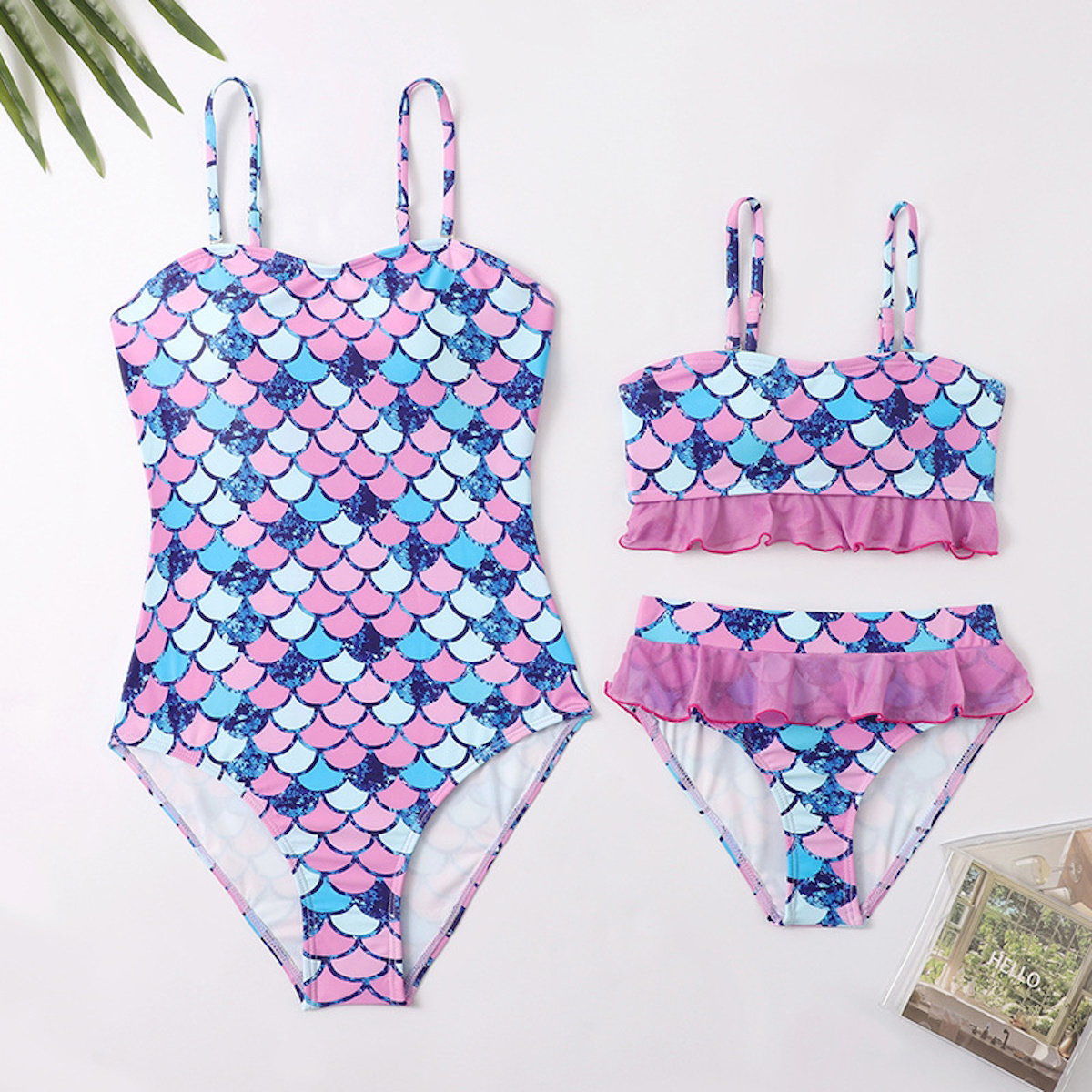 Mermaid scale patterned swimsuit set Mommy and Me Matching Swimsuits - ChildAngle