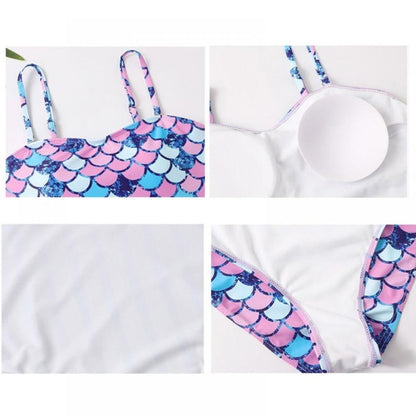 Two-piece swimsuit with mermaid scale pattern - ChildAngle
