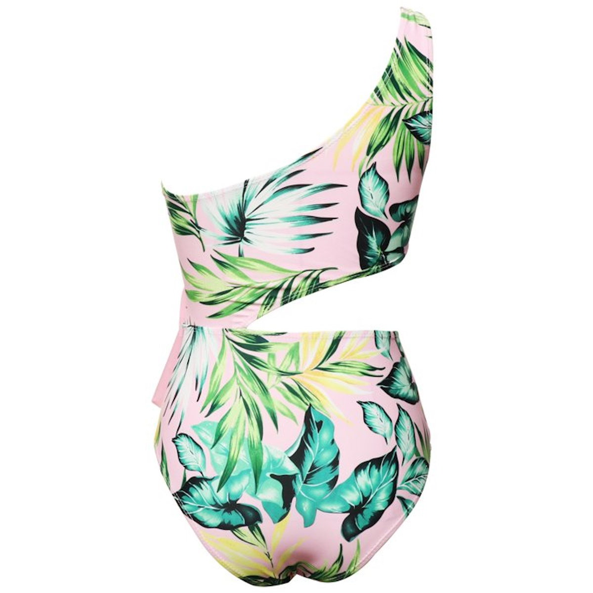 One-piece swimsuit with tropical leaf pattern - ChildAngle