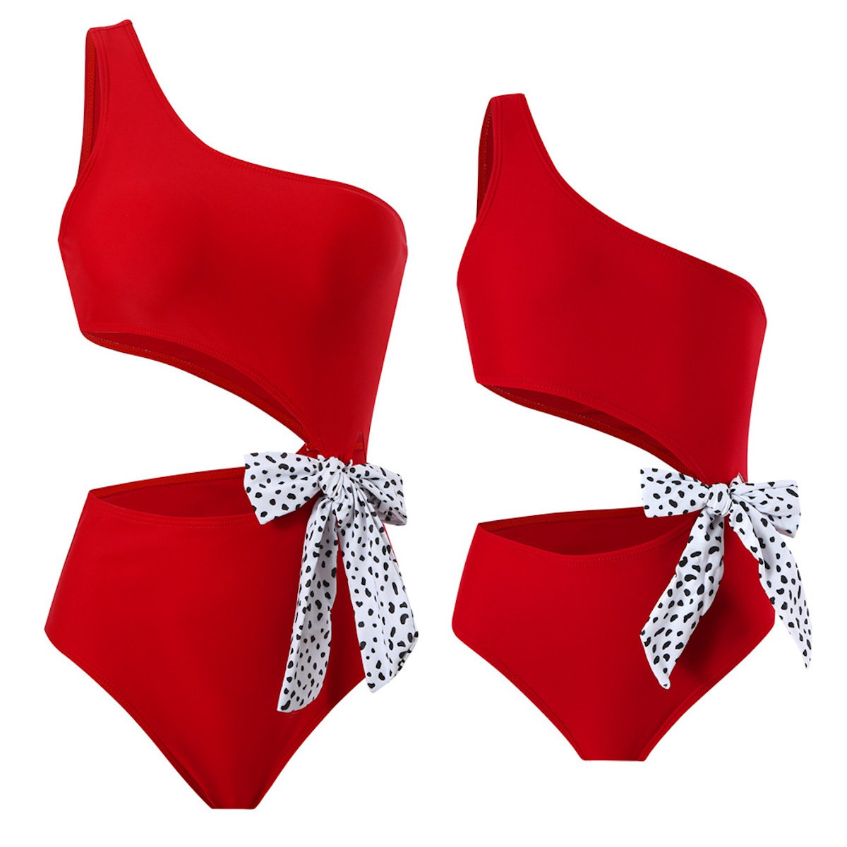 Red bikini set with polka dot ribbons - ChildAngle