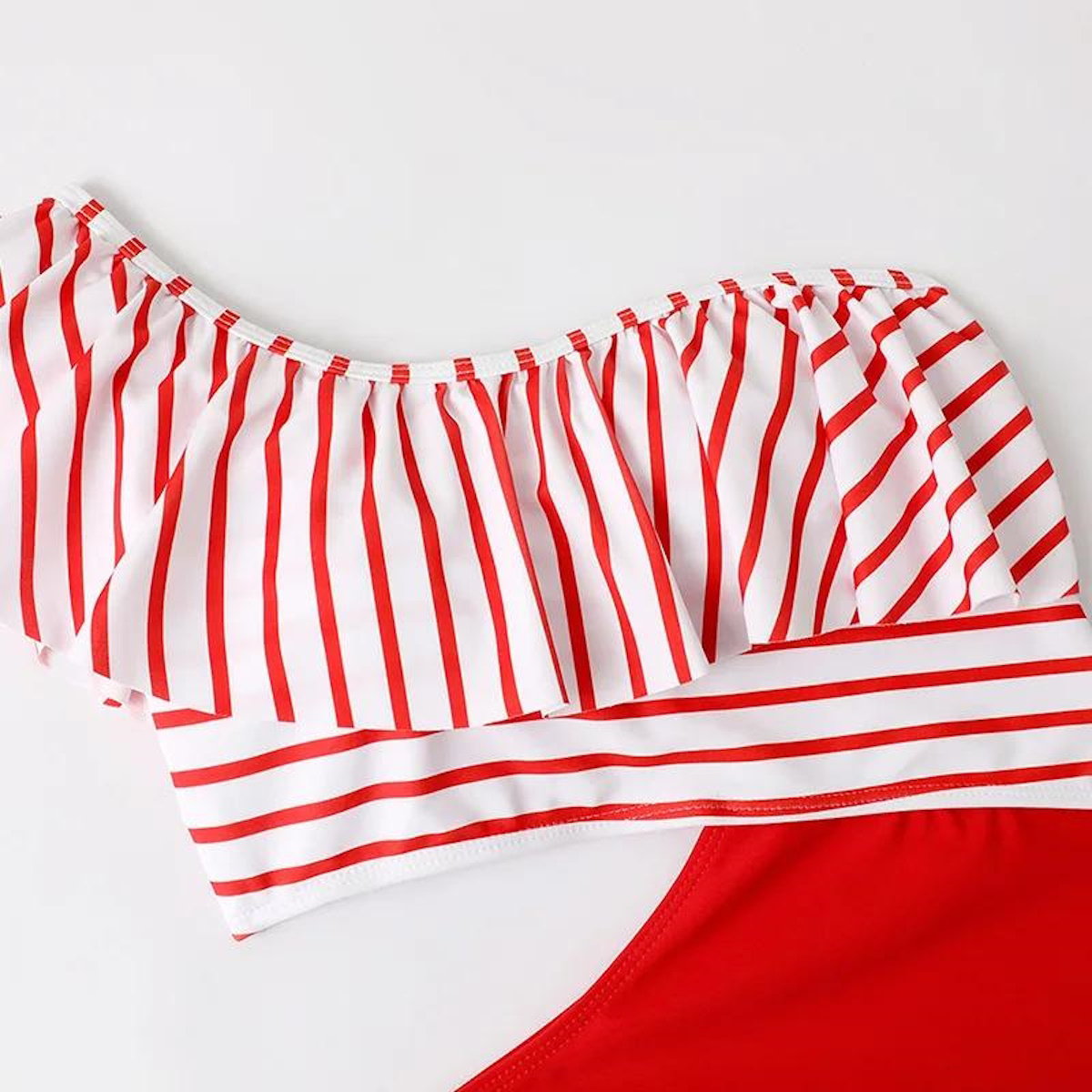 Red and white striped top Mommy and Me Matching Swimsuits Red Striped Swimsuits - ChildAngle
