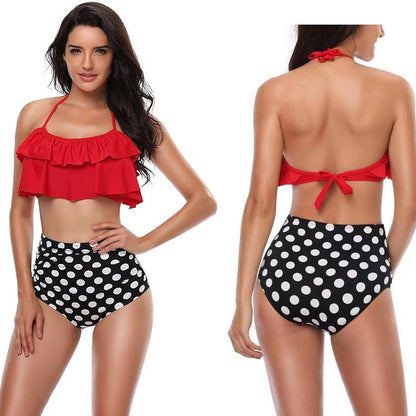 Red and black polka dot bikini set - ChildAngle