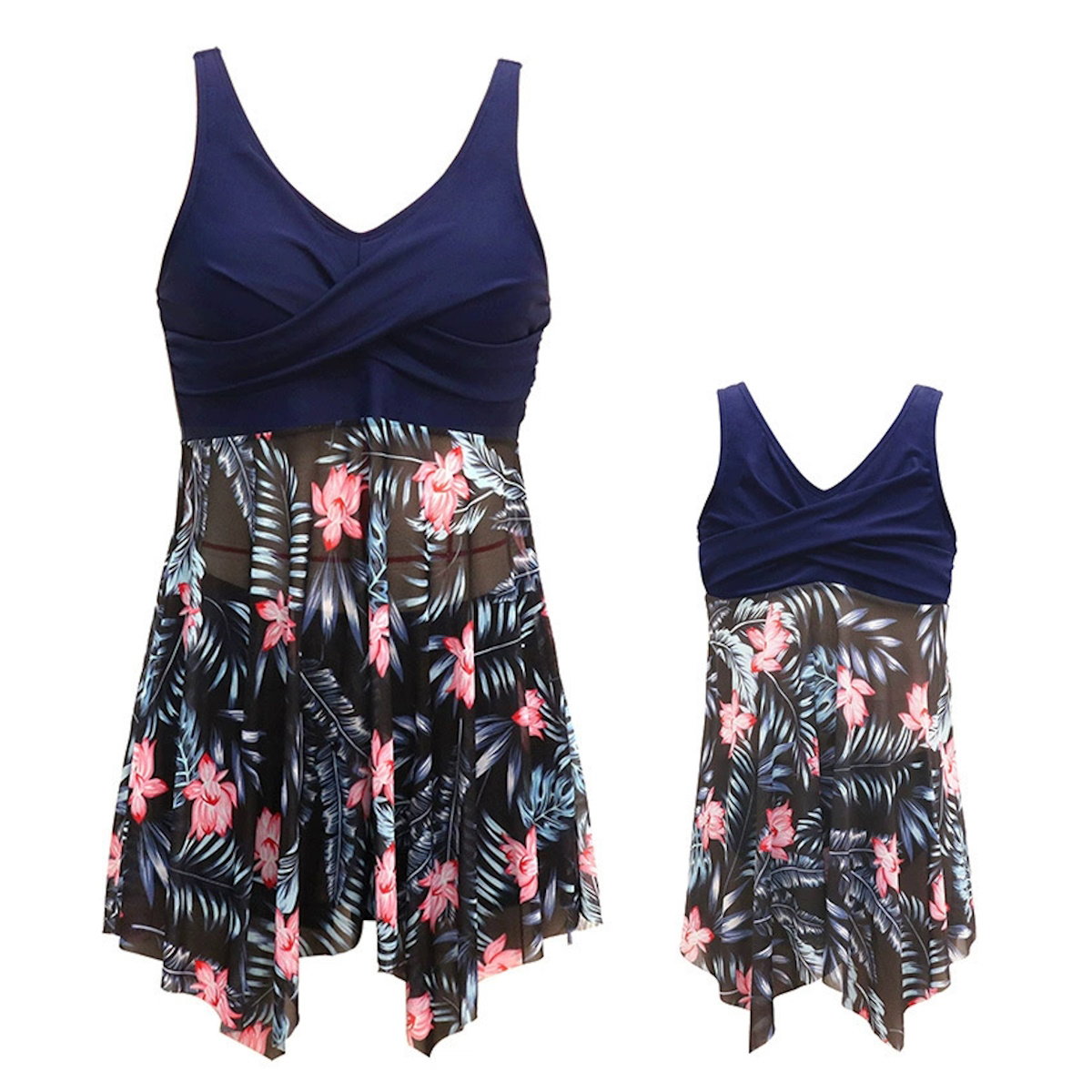 Navy blue top with floral skirt - ChildAngle