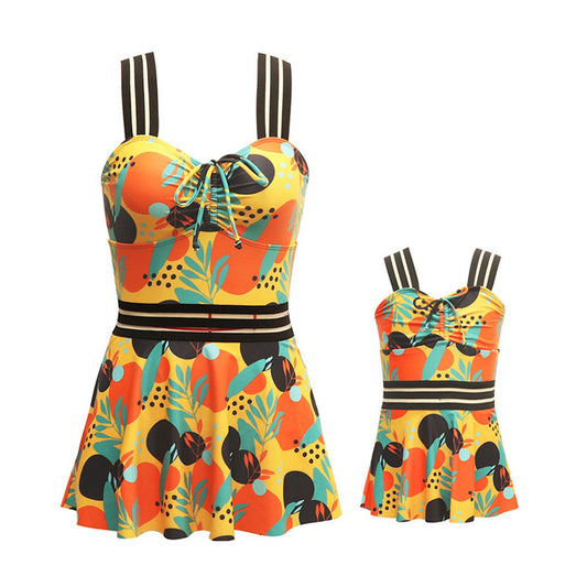 Colorful swimsuit with floral pattern - ChildAngle
