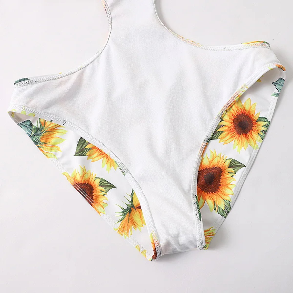 Yellow Sunflower Ruffle Neck Tie Cutout Waist One Piece Swimwear for Mommy and Me - ChildAngle