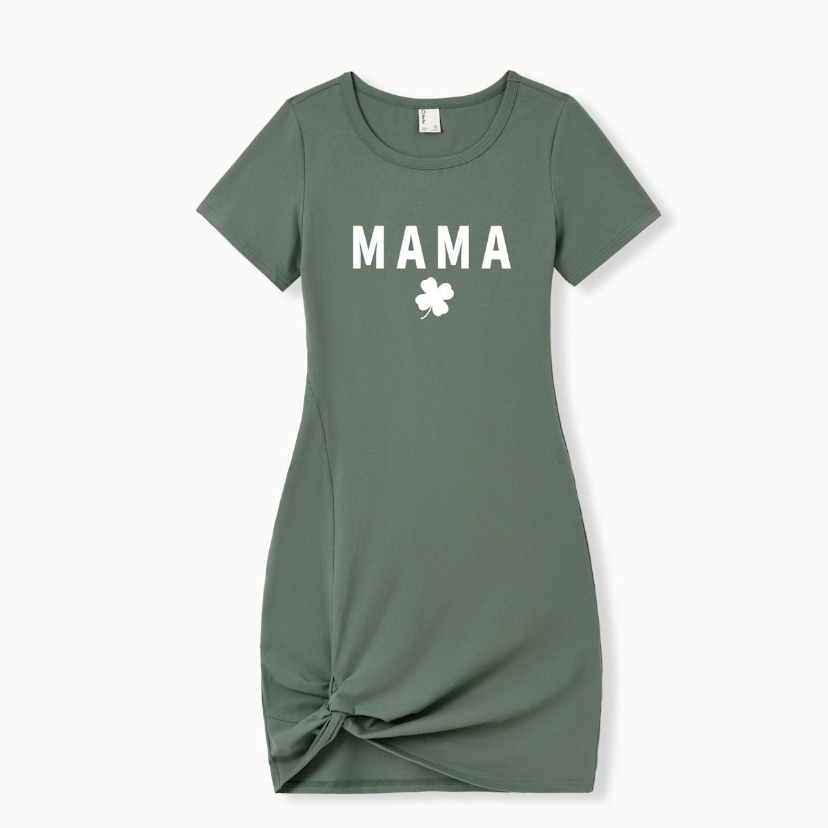 Mommy and Me St. Patrick's Day Matching Mama and Mini Bodycon Army Green 4 Leaves Clover for Mother and Daughter - ChildAngle