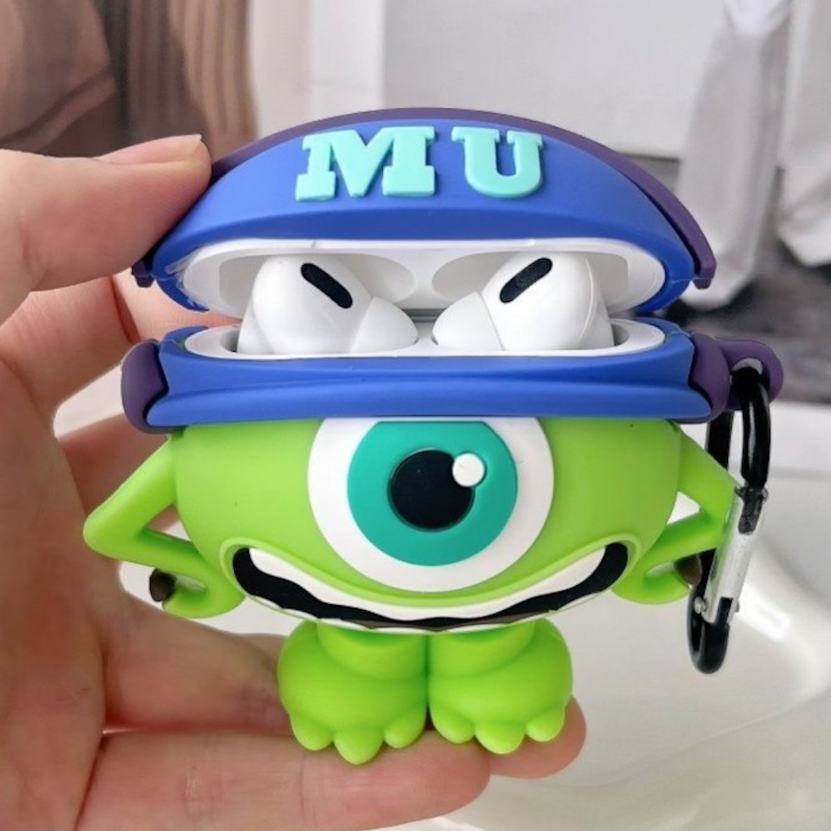 Green Monsters University Mike Wazowski character-shaped AirPods Case - ChildAngle