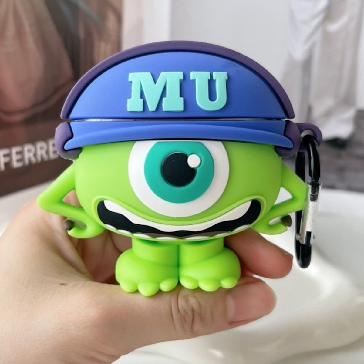 Green Monsters University Mike Wazowski character-shaped AirPods Case - ChildAngle
