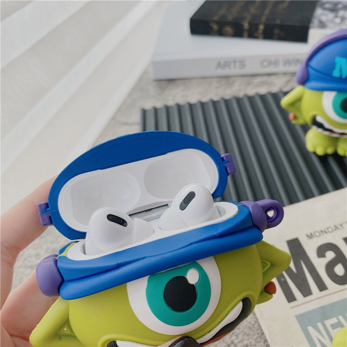 Green Monsters University Mike Wazowski character-shaped AirPods Case - ChildAngle